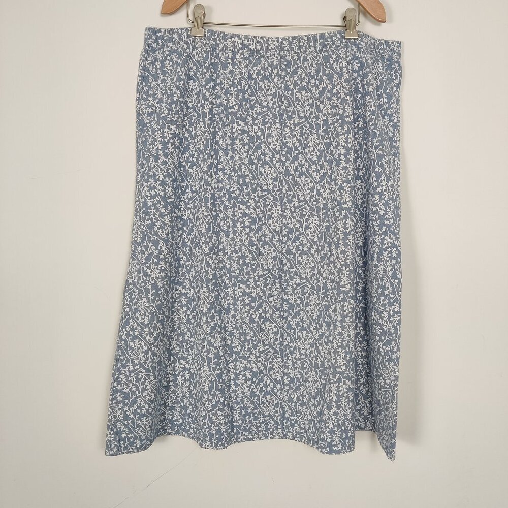 Tradition Country Collection Women's A line Mini Skirt Size 18 Blue White Cotton